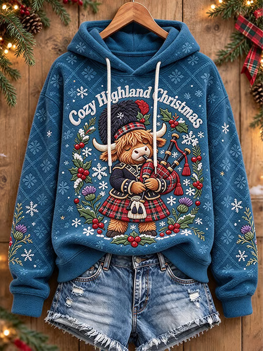 Women's Scottish Christmas Printed Regular Sweatshirt