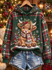 Women's Scottish Christmas Printed Regular Sweatshirt
