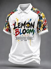 Men's Lemon Roses Music Lover Printed three buttons shoulder sleeve