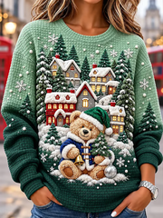 Women's British-Style Christmas Art-Print oversized hoodie