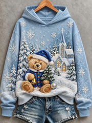 Women's British-Style Christmas Art-Print Regular Sweatshirt