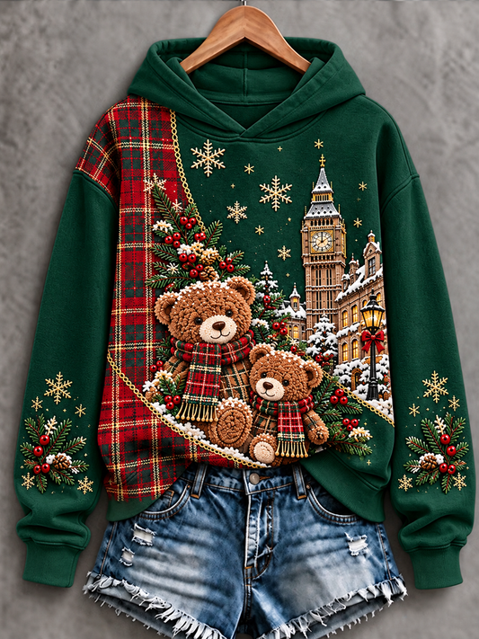 Women's British-Style Christmas Art-Print Regular Sweatshirt