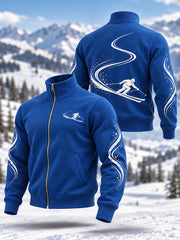 Men's Ski Lovers Ready For Ski Season Casual Zipper Sweatshirt