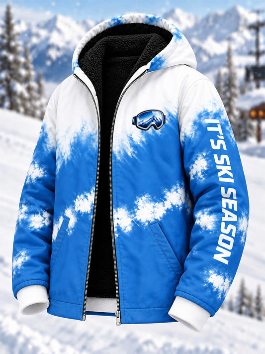 Men's Ski Lovers Ready for Ski Season Casual Composite Fleece Jacket