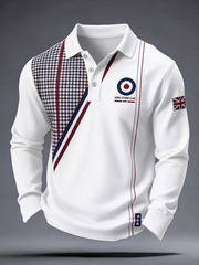 Men's UK Music Lover Mods Art Printed long sleeve polo