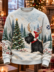 Men's Scottish Christmas Scottish Terrier printed Crew Neck Sweatshirt