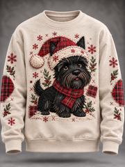 Men's Scottish Christmas Scottish Terrier printed Crew Neck Sweatshirt