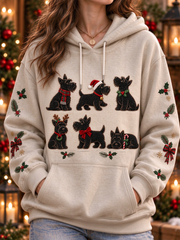 Women's Scottish Christmas Scottish Terrier printed hoodie