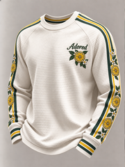 Men's Lemon Roses Music Lover Printed Waffle Sweatshirt