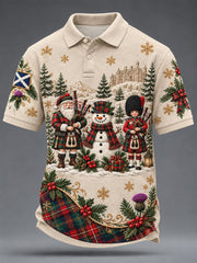 Men's Scotland Christmas Art Printed Casual Tops