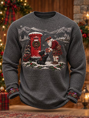 Men's Scotland Christmas Art Printed Waffle Tops