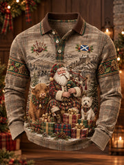 Men's Scotland Christmas Art Printed Casual Tops