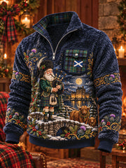 Unisex Scotland Christmas Art Printed Flannel Sweatshirt