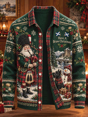 Unisex Scotland Christmas Art Printed Cardigan