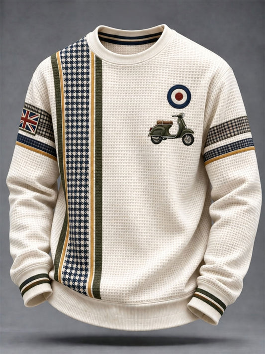 Men's UK Music Lover Mods Art Printed  Waffle Sweatshirt