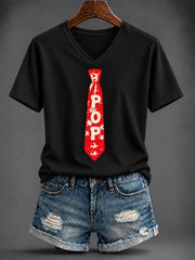 Women's British Music Printed V-neck T-shirt
