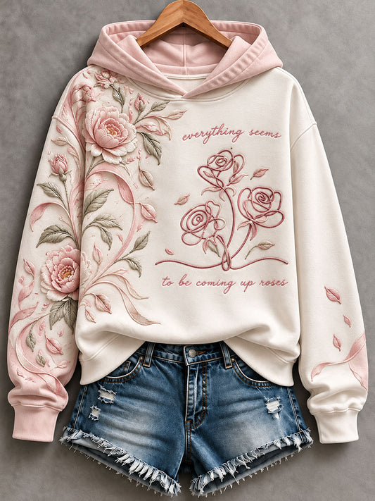 Women's Coming Up Roses Print Regular Sweatshirt