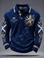 Men's St. Andrew's Day Print Long Sleeve Polo
