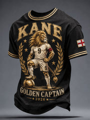 Men's England Football Lover Golden 2026 Printed T-shirt