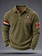 Men's UK Music Lover Mods Art Printed long sleeve polo