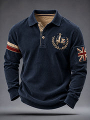 Men's UK Music Lover Mods Art Printed long sleeve polo