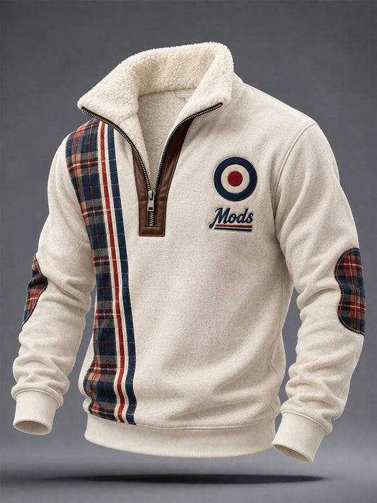 Men's UK Music Lover Mods Art Printed Plush Stand Collar Shirt