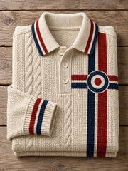 Men's UK Music Lover Mods Art Printed long sleeve polo