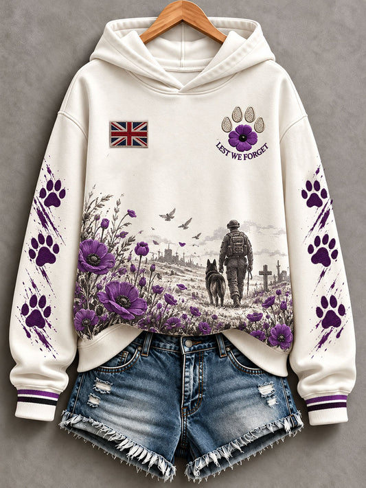 Women's Animals In  War Lest We Forget Print  Regular Sweatshirt