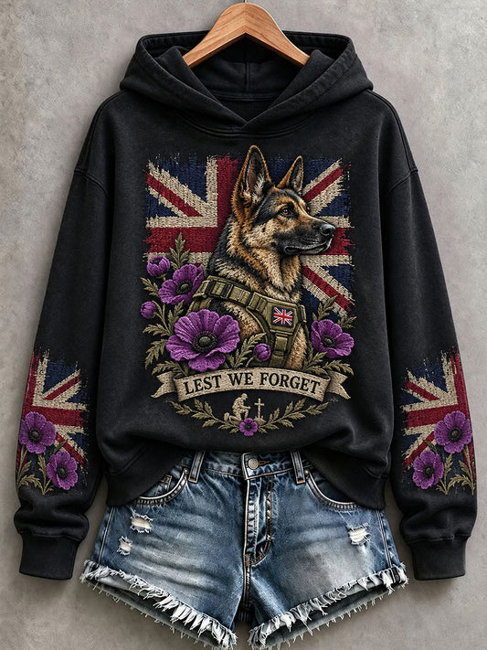Women's Animals In  War Lest We Forget Print Regular Sweatshirt